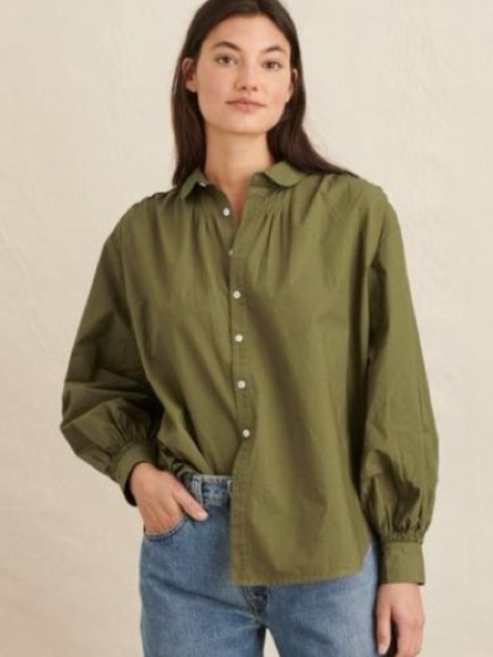 Alex Mill Women’s Olive Green Twill Kit Shirt Sz Large